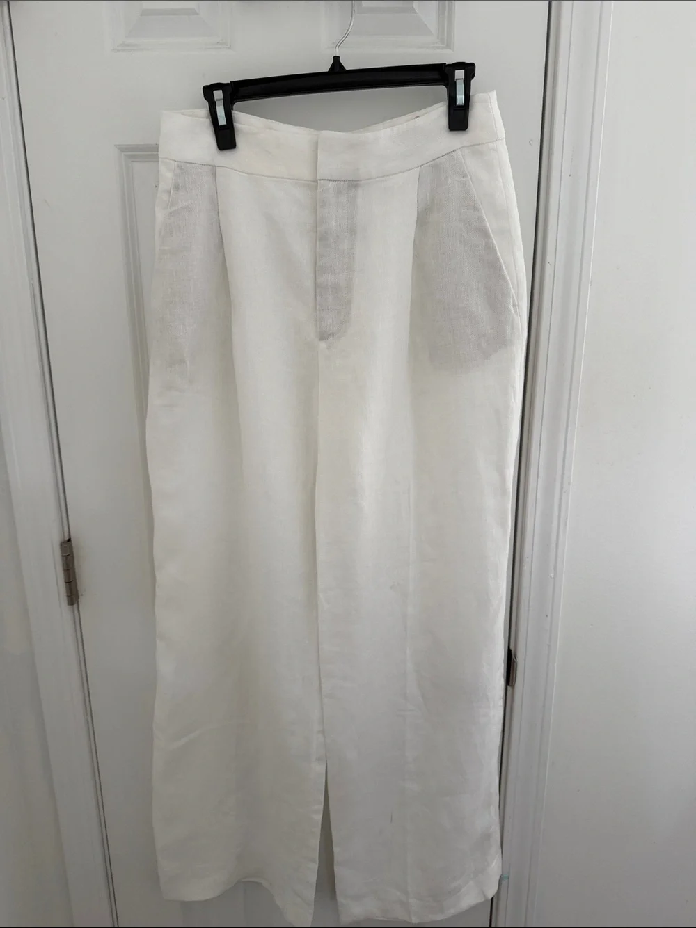 Zara Wide-Leg Linen-Blend Pants in Ivory Size Medium NWT